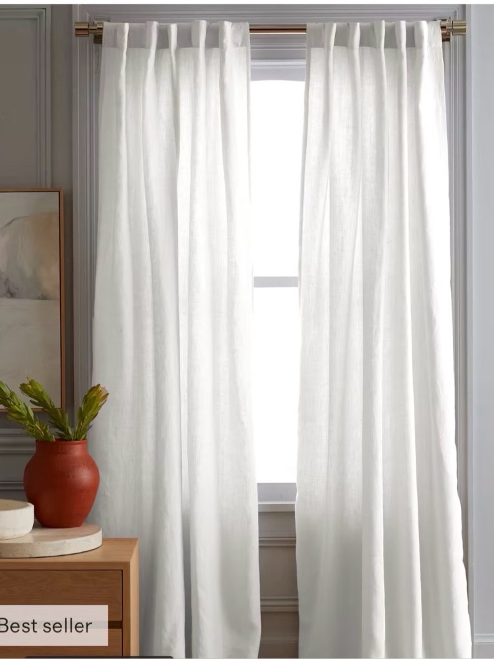Quince European Linen Curtain 48 in x 120 in White - NWOT 1 panel